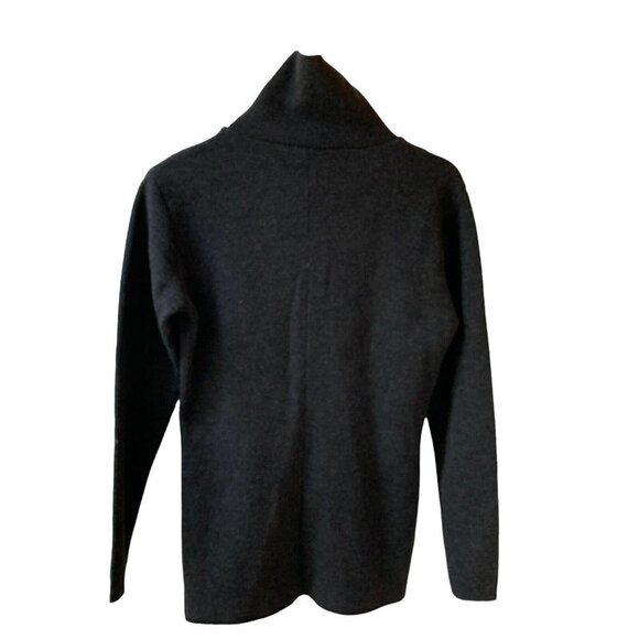 Studio 0001 by Ferre Dark Gray 100% Wool Turtleneck Velvet Trim Sweater 10 - Picture 2 of 12